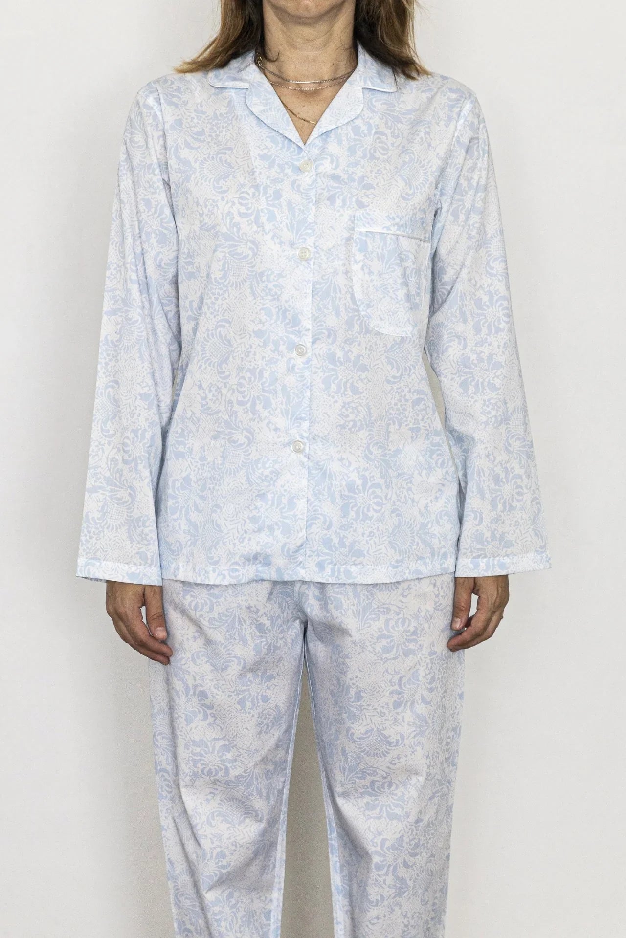 Pigiama donna fiori azzurro - foto 2