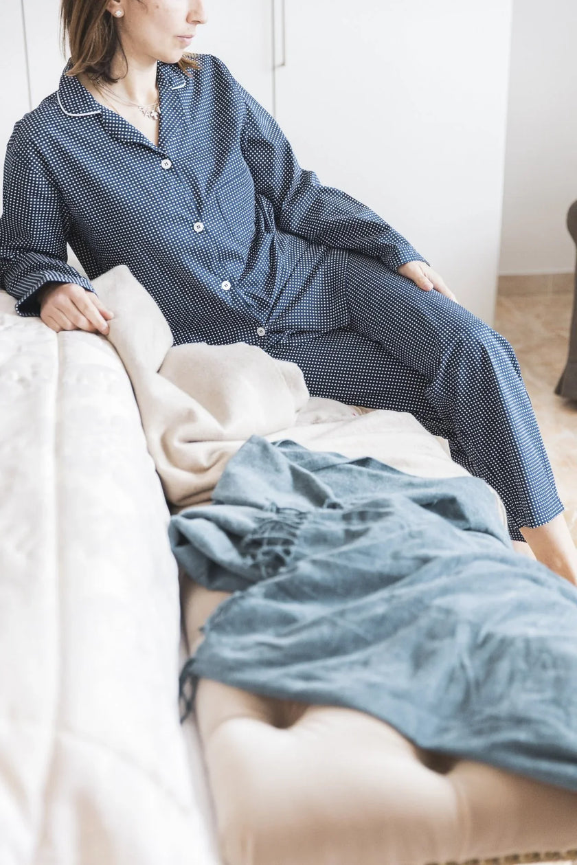 Pigiama donna pois blu