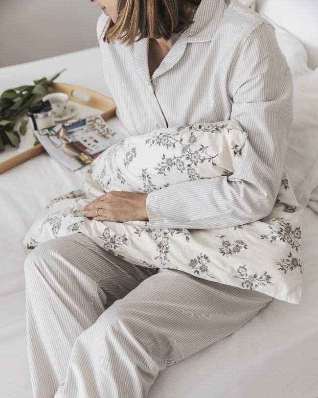 Pigiama donna riga avorio
