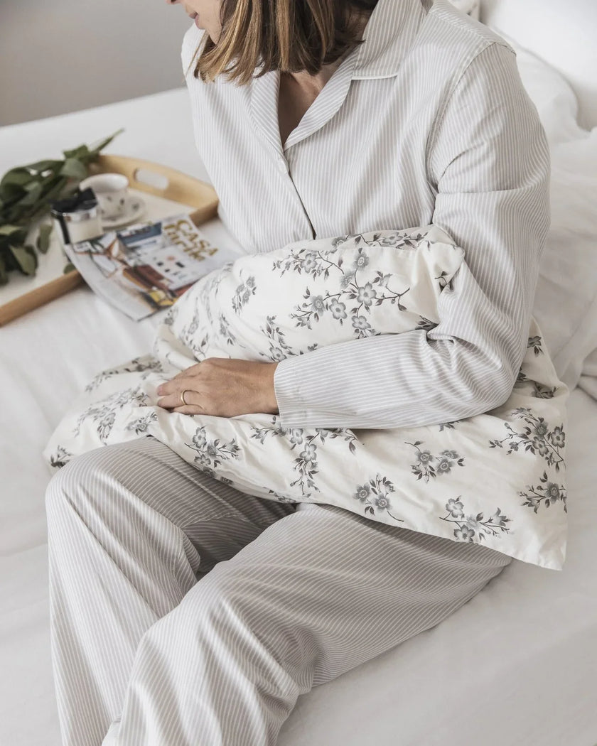 Pigiama donna riga avorio