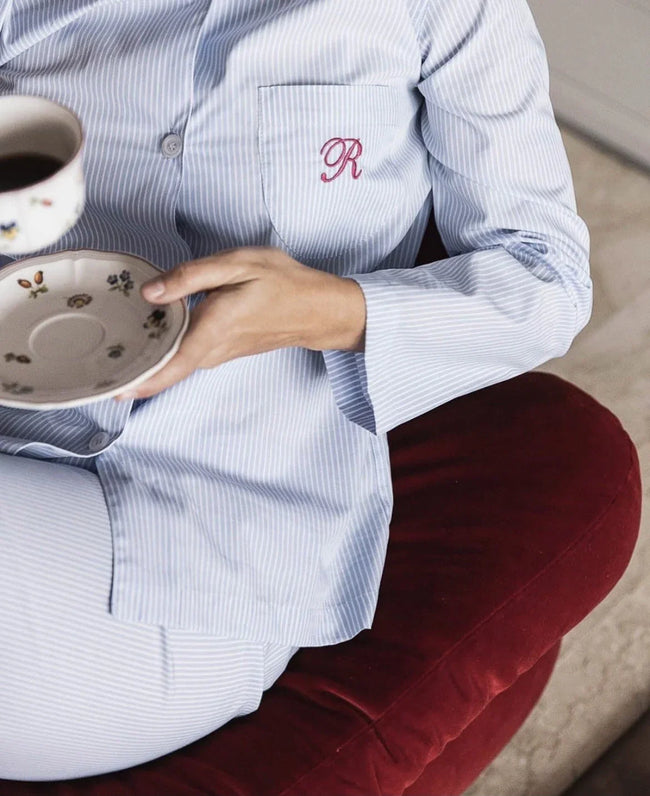 Pigiama donna riga azzurra