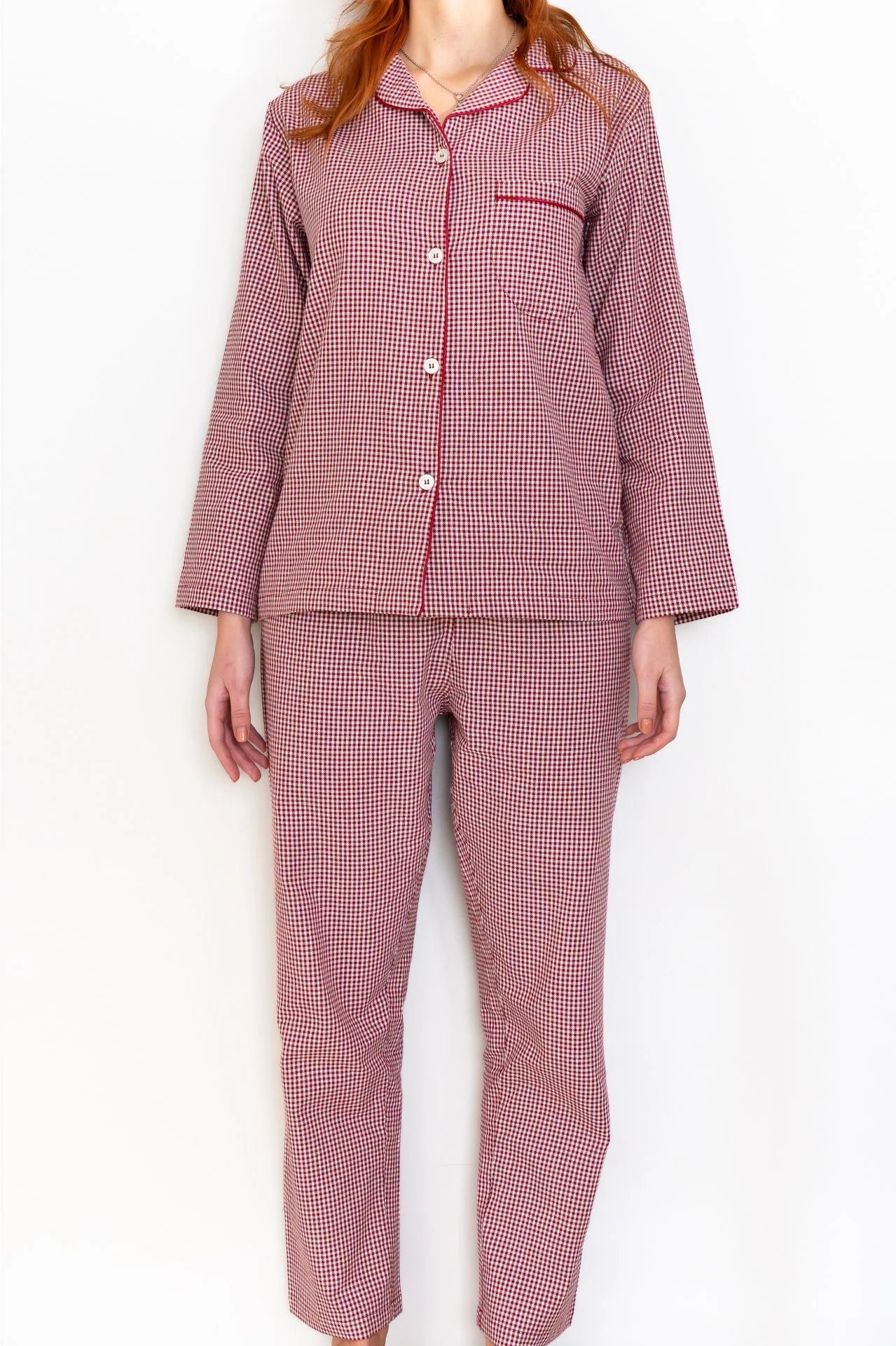 Pigiama vaiella vichy bordeaux - foto 2